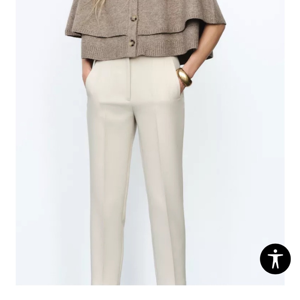 Zara Cream High-Waisted Trousers XS